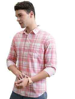 Highlander Men's Cotton Slim Fit Checks Shirt